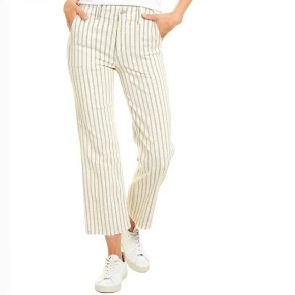 Joes Jeans Beige Striped High Rise Utility Crop Pants 32 - Picture 1 of 4